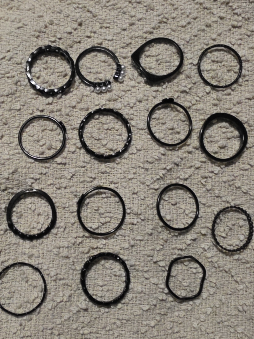 Set of Black Stacking Rings - 15 Pieces